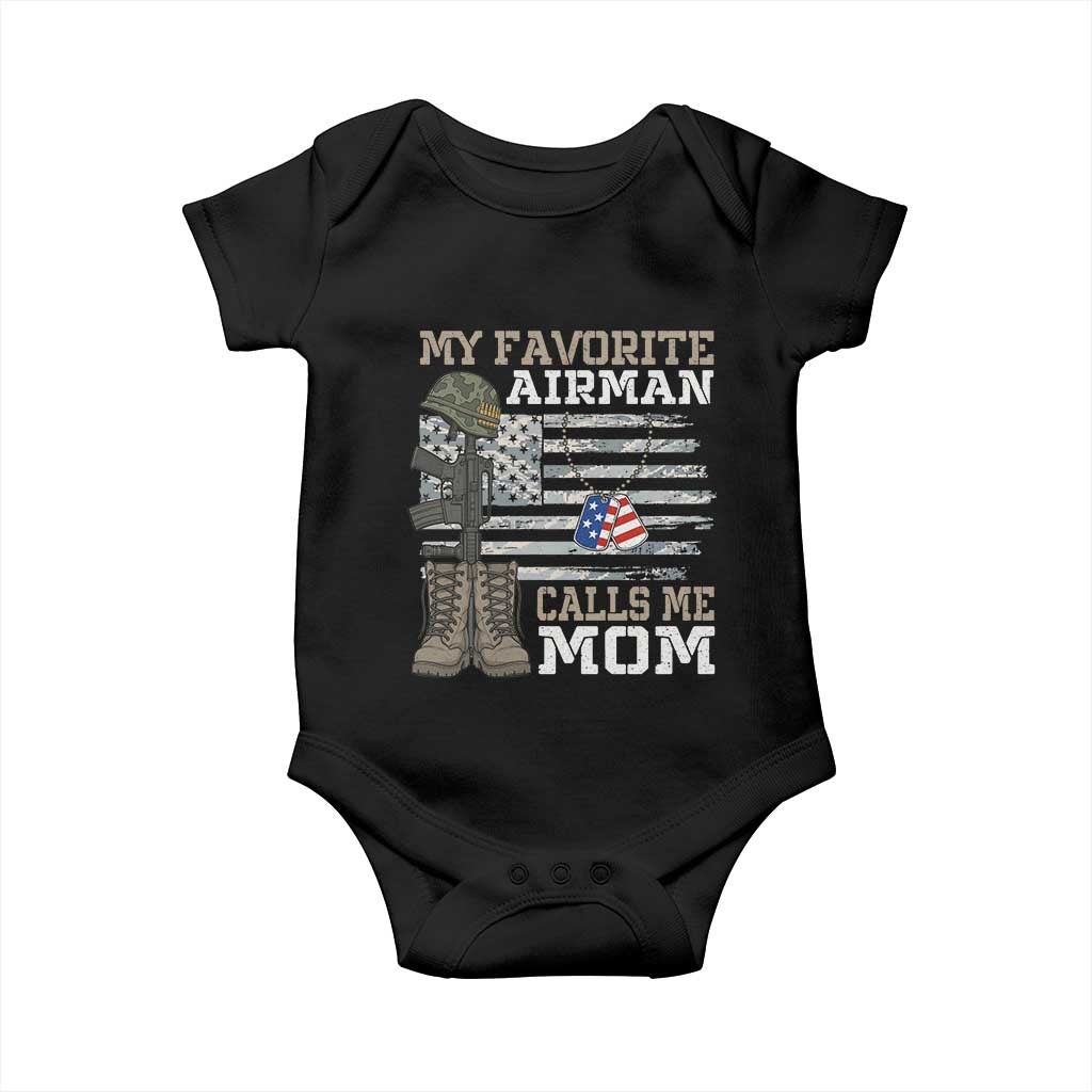 Proud Air Force Mom Baby Onesie My Favorite Airman Military Family Camo US Flag TS10 Black Print Your Wear