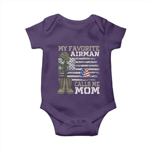 Proud Air Force Mom Baby Onesie My Favorite Airman Military Family Camo US Flag TS10 Purple Print Your Wear