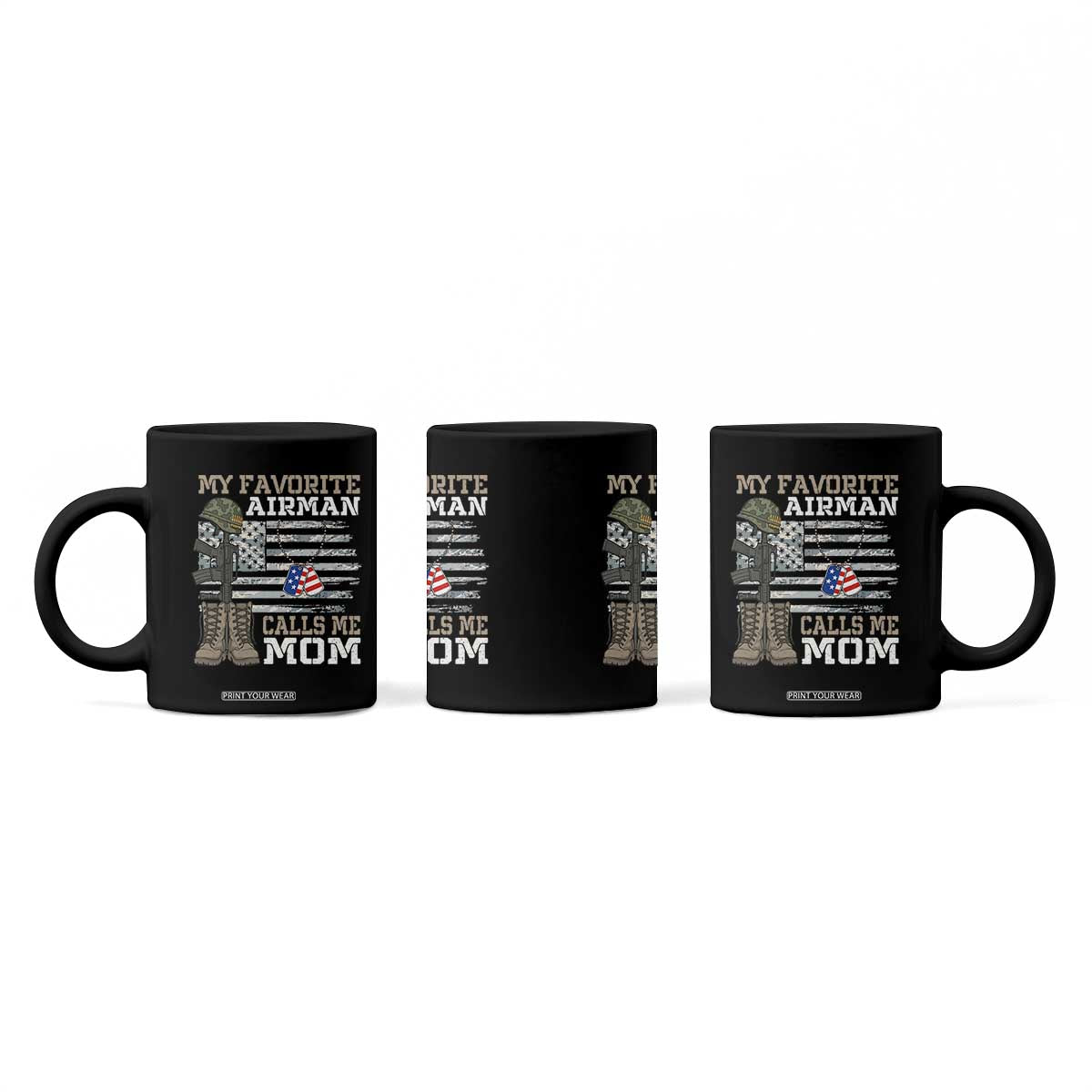 Proud Air Force Mom Coffee Mug My Favorite Airman Military Family Camo US Flag TS10 Print Your Wear