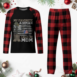 Proud Air Force Mom Plaid Pajama Set My Favorite Airman Military Family Camo US Flag TS10 Buffalo Plaid Print Your Wear