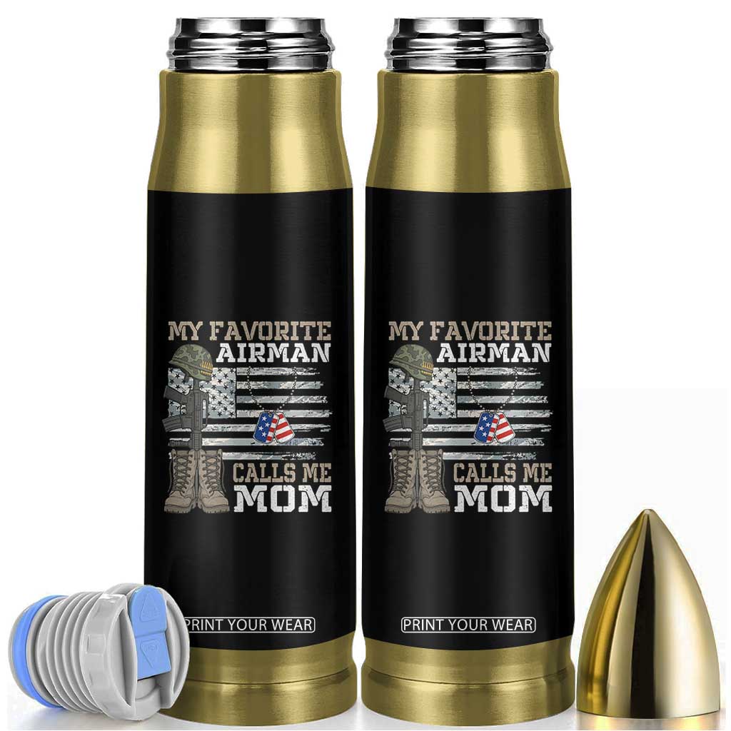Proud Air Force Mom Bullet Tumbler My Favorite Airman Military Family Camo US Flag TS10 Black Print Your Wear