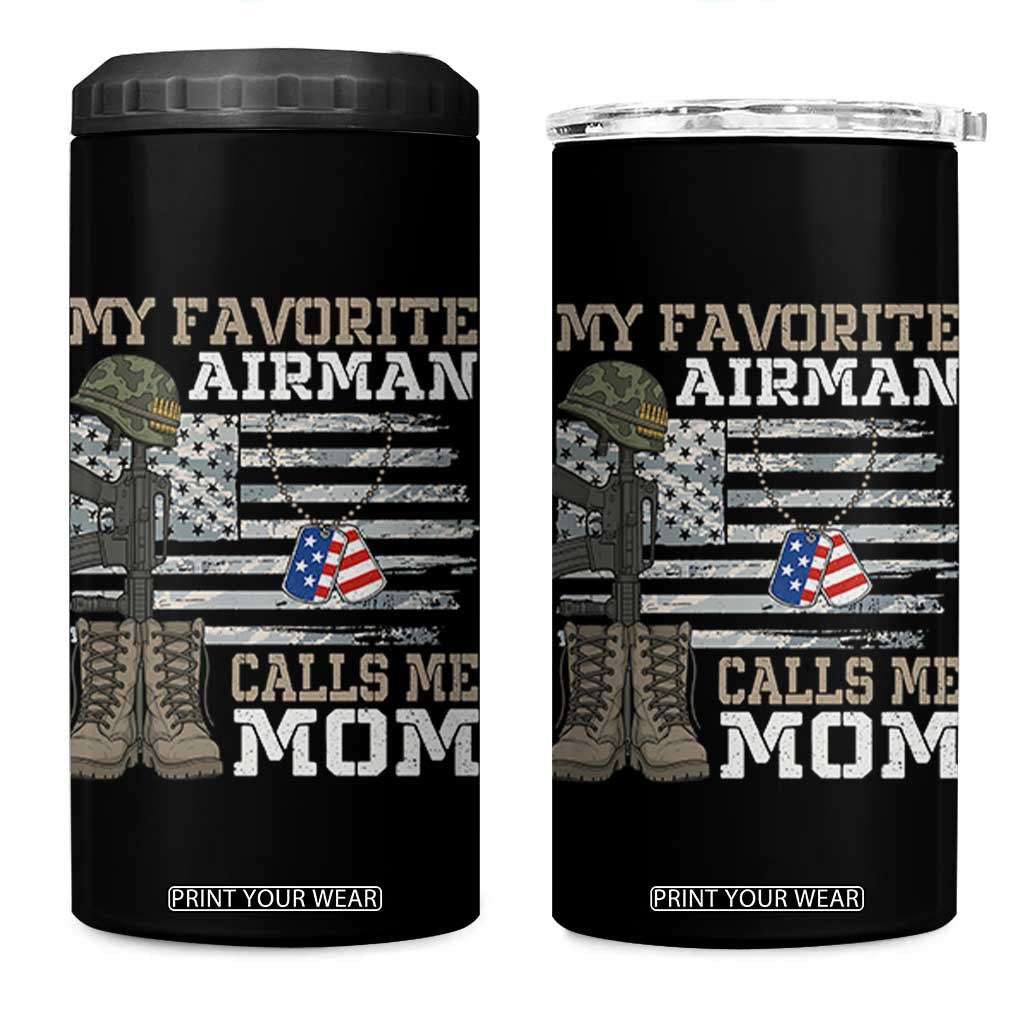 Proud Air Force Mom 4 in 1 Can Cooler Tumbler My Favorite Airman Military Family Camo US Flag TS10 One Size: 16 oz Black Print Your Wear