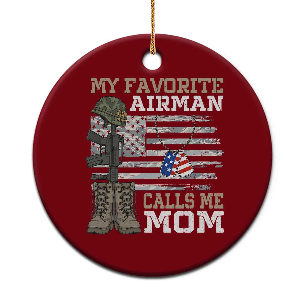 Proud Air Force Mom Ceramic Ornament My Favorite Airman Military Family Camo US Flag TS10 1pc Red Print Your Wear