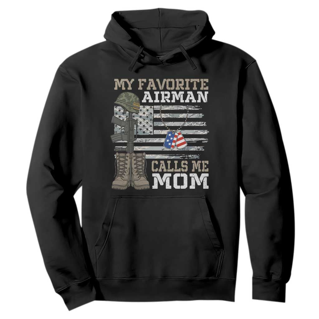 Proud Air Force Mom Hoodie My Favorite Airman Military Family Camo US Flag TS10 Black Print Your Wear