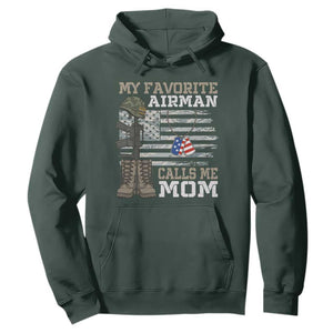 Proud Air Force Mom Hoodie My Favorite Airman Military Family Camo US Flag TS10 Dark Forest Green Print Your Wear