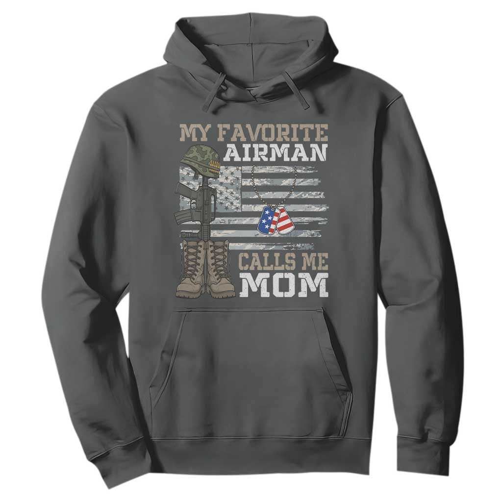 Proud Air Force Mom Hoodie My Favorite Airman Military Family Camo US Flag TS10 Dark Heather Print Your Wear