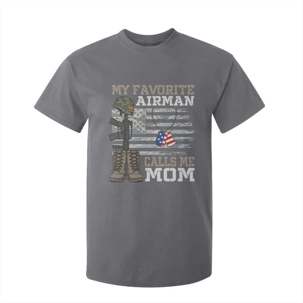 Proud Air Force Mom T Shirt For Kid My Favorite Airman Military Family Camo US Flag TS10 Charcoal Print Your Wear