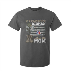 Proud Air Force Mom T Shirt For Kid My Favorite Airman Military Family Camo US Flag TS10 Dark Heather Print Your Wear
