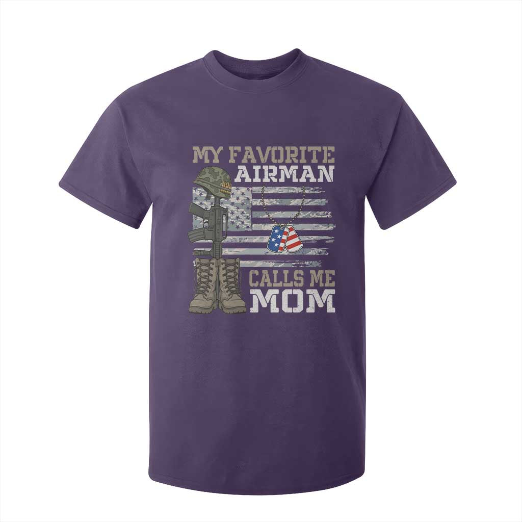 Proud Air Force Mom T Shirt For Kid My Favorite Airman Military Family Camo US Flag TS10 Purple Print Your Wear
