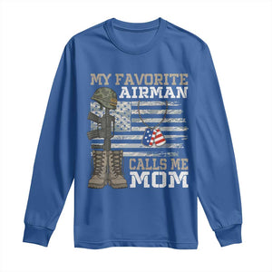 Proud Air Force Mom Long Sleeve Shirt My Favorite Airman Military Family Camo US Flag TS10 Royal Blue Print Your Wear