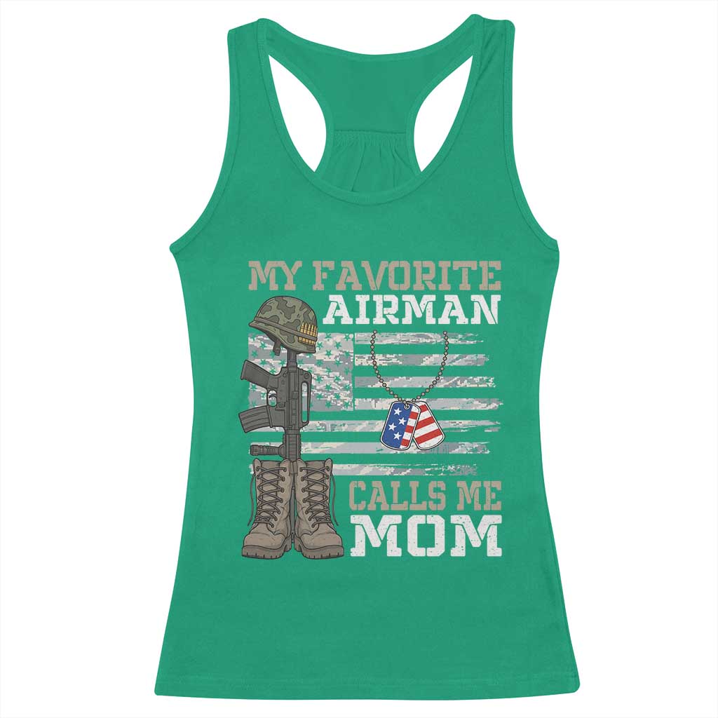 Proud Air Force Mom Racerback Tank Top My Favorite Airman Military Family Camo US Flag TS10 Irish Green Print Your Wear