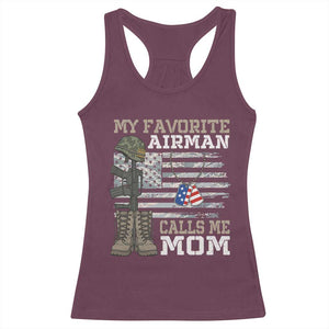 Proud Air Force Mom Racerback Tank Top My Favorite Airman Military Family Camo US Flag TS10 Maroon Print Your Wear