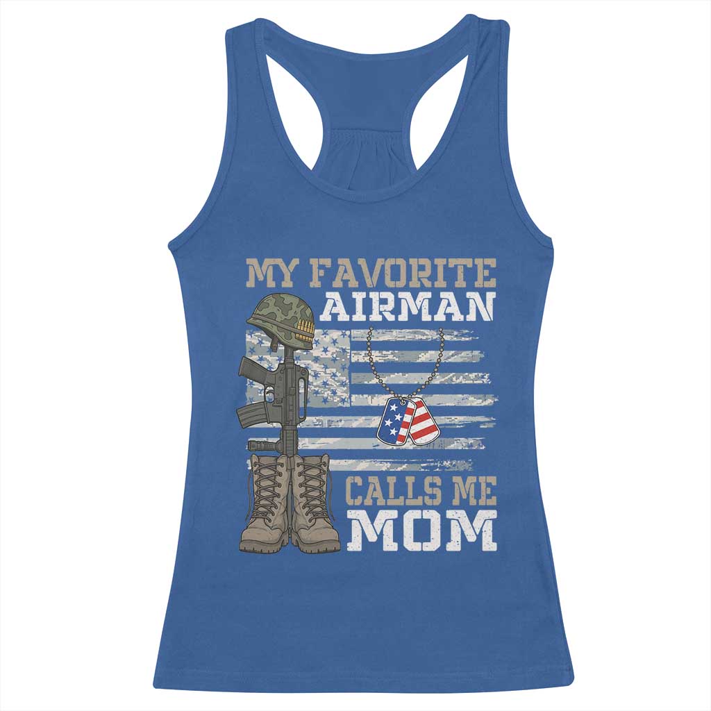 Proud Air Force Mom Racerback Tank Top My Favorite Airman Military Family Camo US Flag TS10 Royal Blue Print Your Wear