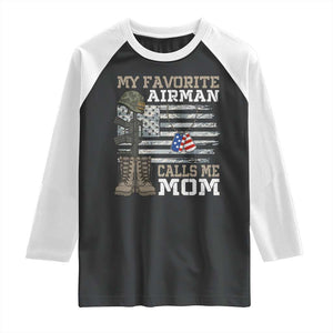 Proud Air Force Mom Raglan Shirt My Favorite Airman Military Family Camo US Flag TS10 Black White Print Your Wear