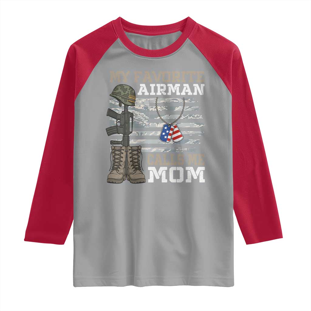 Proud Air Force Mom Raglan Shirt My Favorite Airman Military Family Camo US Flag TS10 Sport Gray Red Print Your Wear