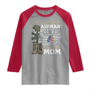 Proud Air Force Mom Raglan Shirt My Favorite Airman Military Family Camo US Flag TS10 Sport Gray Red Print Your Wear