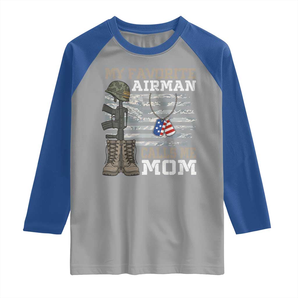 Proud Air Force Mom Raglan Shirt My Favorite Airman Military Family Camo US Flag TS10 Sport Gray Royal Print Your Wear