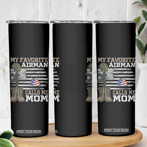 Proud Air Force Mom Skinny Tumbler My Favorite Airman Military Family Camo US Flag TS10 Print Your Wear