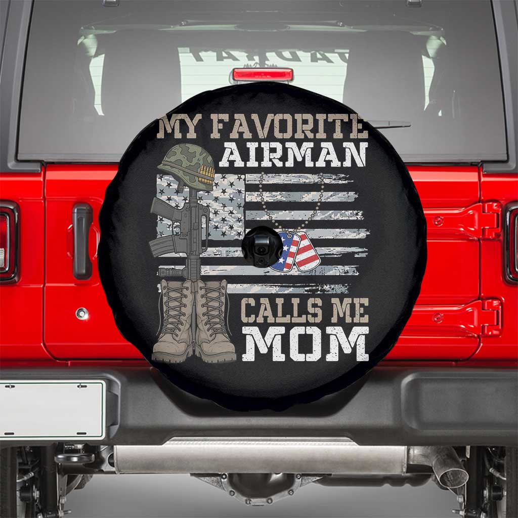Proud Air Force Mom Spare Tire Cover My Favorite Airman Military Family Camo US Flag TS10 Black Print Your Wear