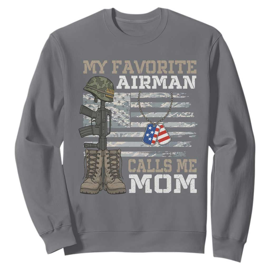 Proud Air Force Mom Sweatshirt My Favorite Airman Military Family Camo US Flag TS10 Charcoal Print Your Wear