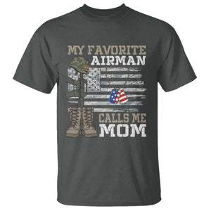 Proud Air Force Mom T Shirt My Favorite Airman Military Family Camo US Flag TS10 Dark Heather Print Your Wear