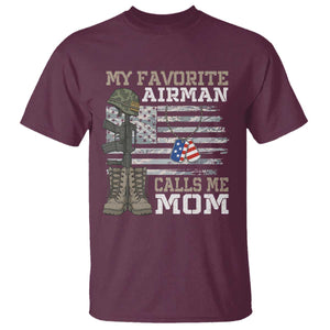 Proud Air Force Mom T Shirt My Favorite Airman Military Family Camo US Flag TS10 Maroon Print Your Wear