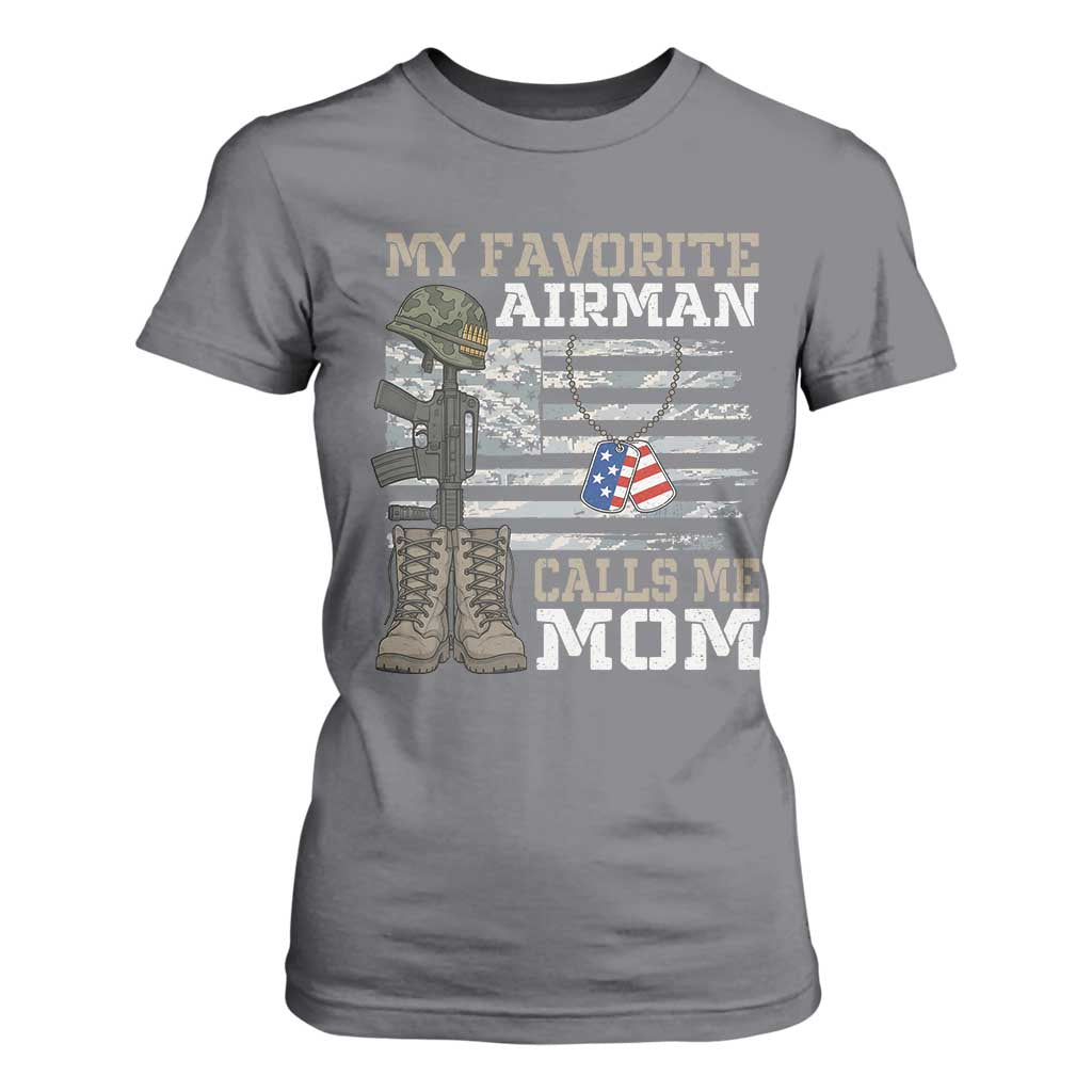 Proud Air Force Mom T Shirt For Women My Favorite Airman Military Family Camo US Flag TS10 Charcoal Print Your Wear