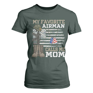 Proud Air Force Mom T Shirt For Women My Favorite Airman Military Family Camo US Flag TS10 Dark Forest Green Print Your Wear