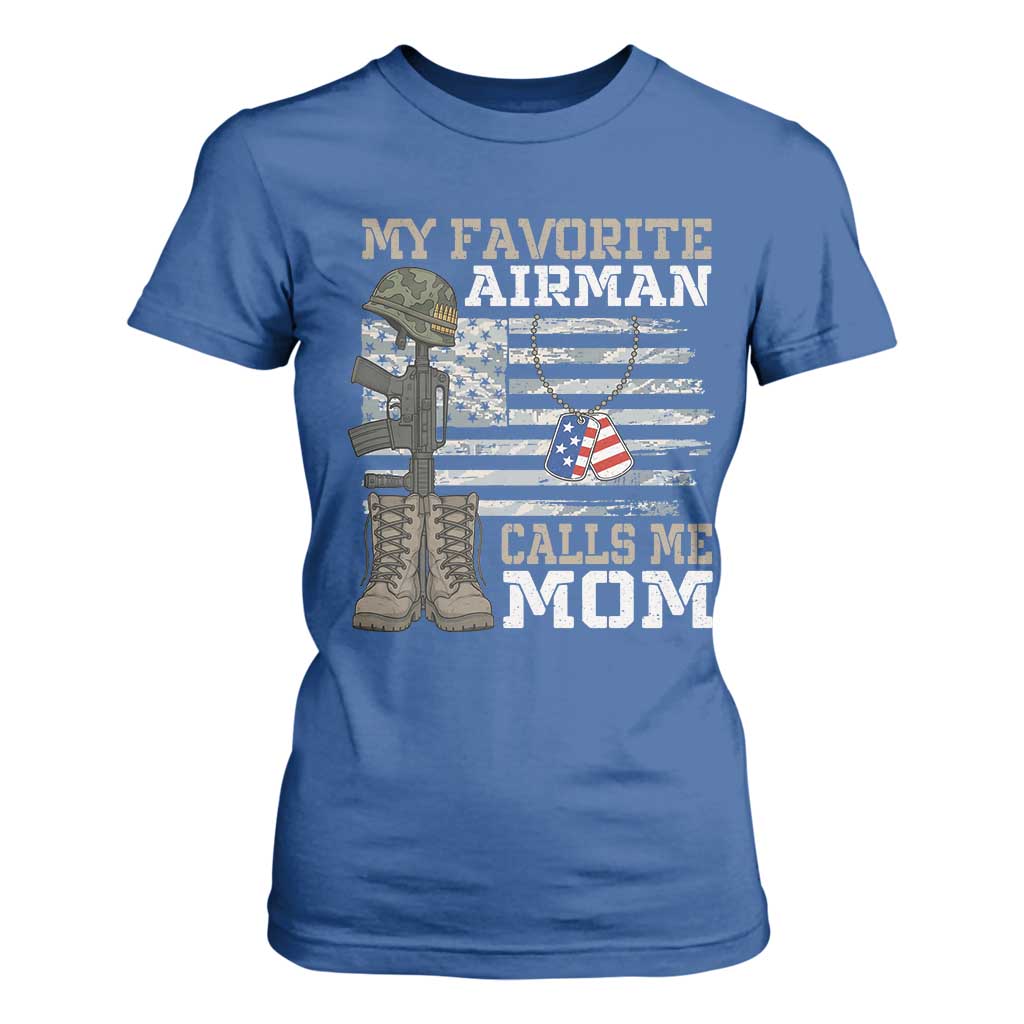 Proud Air Force Mom T Shirt For Women My Favorite Airman Military Family Camo US Flag TS10 Royal Blue Print Your Wear