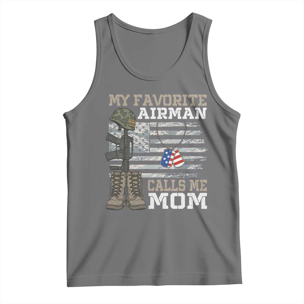 Proud Air Force Mom Tank Top My Favorite Airman Military Family Camo US Flag TS10 Black Heather Print Your Wear