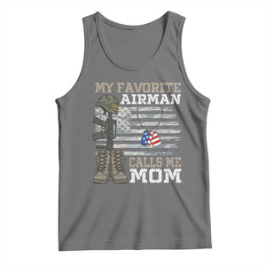 Proud Air Force Mom Tank Top My Favorite Airman Military Family Camo US Flag TS10 Black Heather Print Your Wear