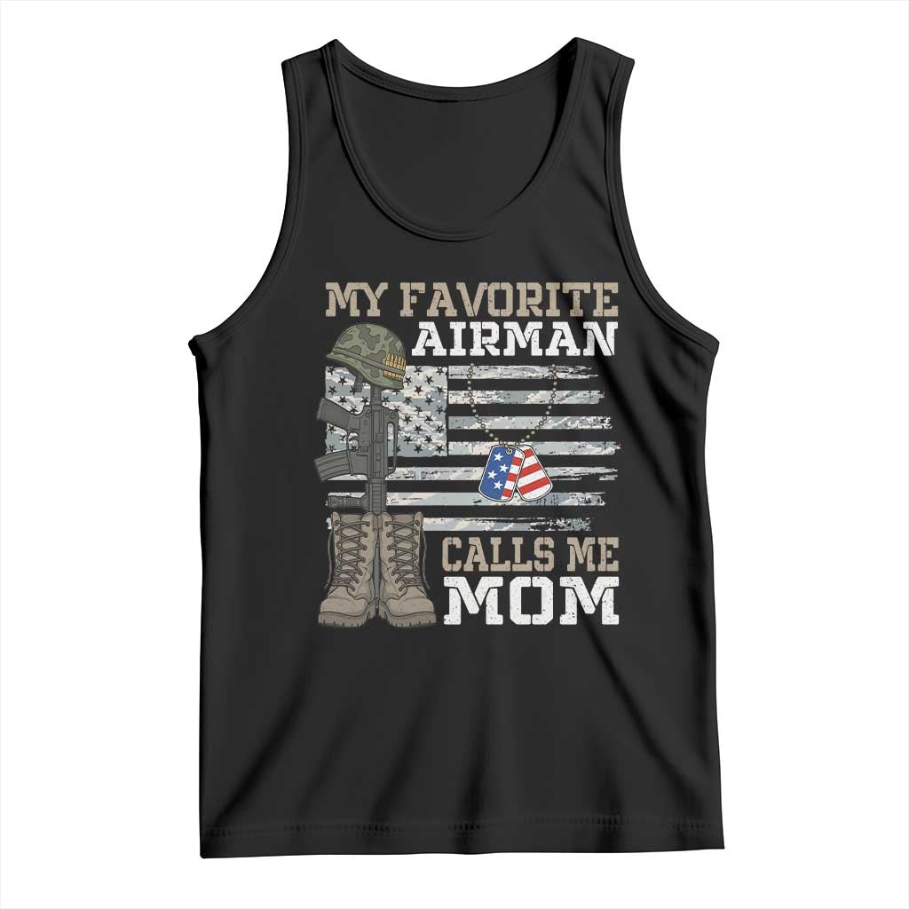 Proud Air Force Mom Tank Top My Favorite Airman Military Family Camo US Flag TS10 Black Print Your Wear
