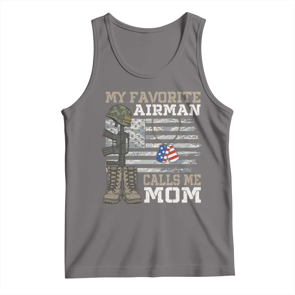 Proud Air Force Mom Tank Top My Favorite Airman Military Family Camo US Flag TS10 Deep Heather Print Your Wear