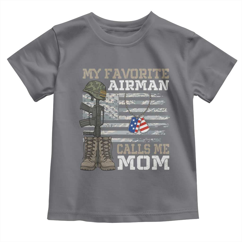 Proud Air Force Mom Toddler T Shirt My Favorite Airman Military Family Camo US Flag TS10 Charcoal Print Your Wear