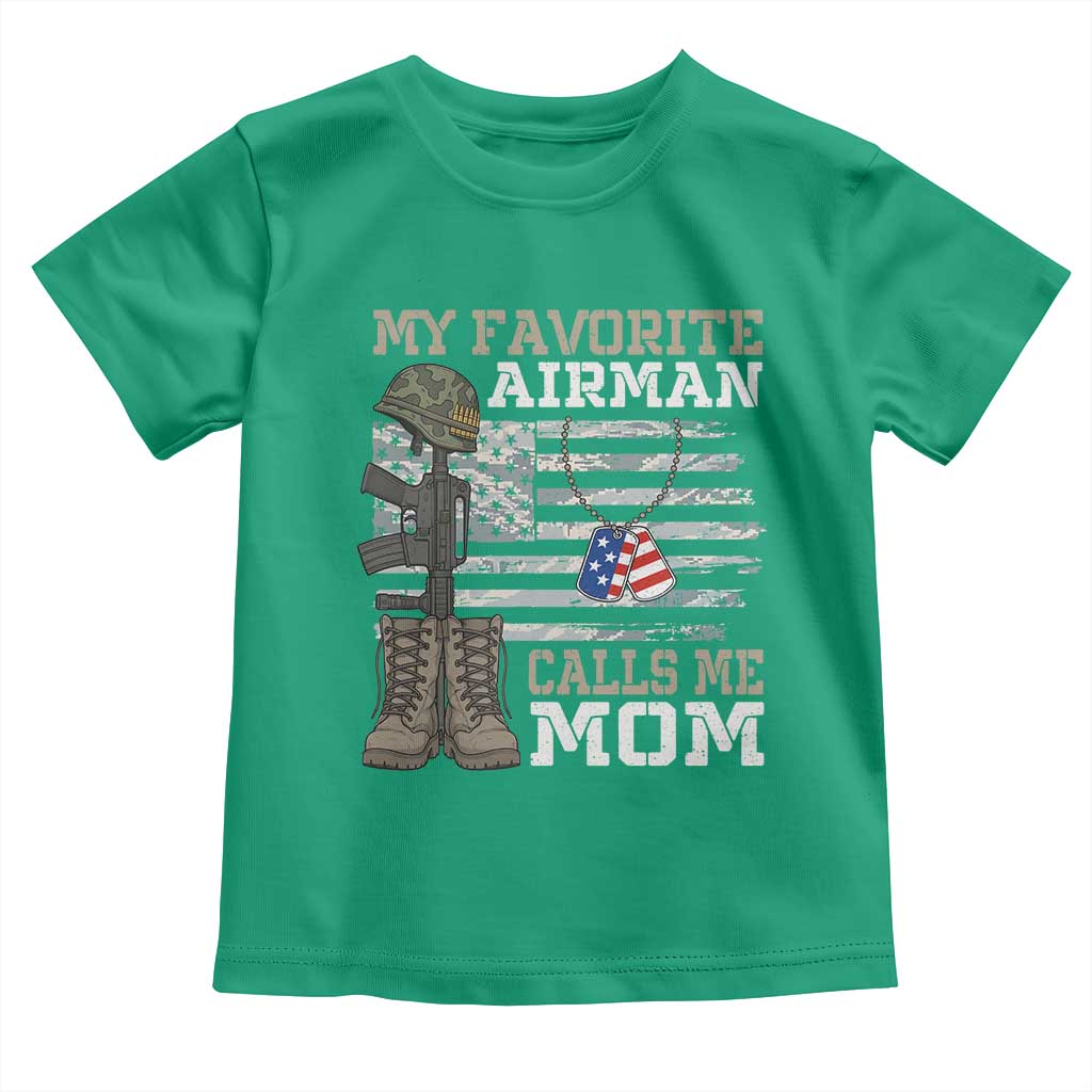 Proud Air Force Mom Toddler T Shirt My Favorite Airman Military Family Camo US Flag TS10 Irish Green Print Your Wear