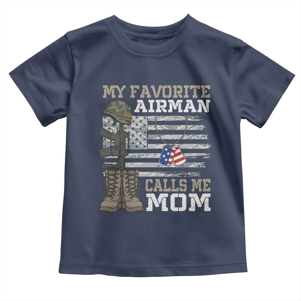 Proud Air Force Mom Toddler T Shirt My Favorite Airman Military Family Camo US Flag TS10 Navy Print Your Wear