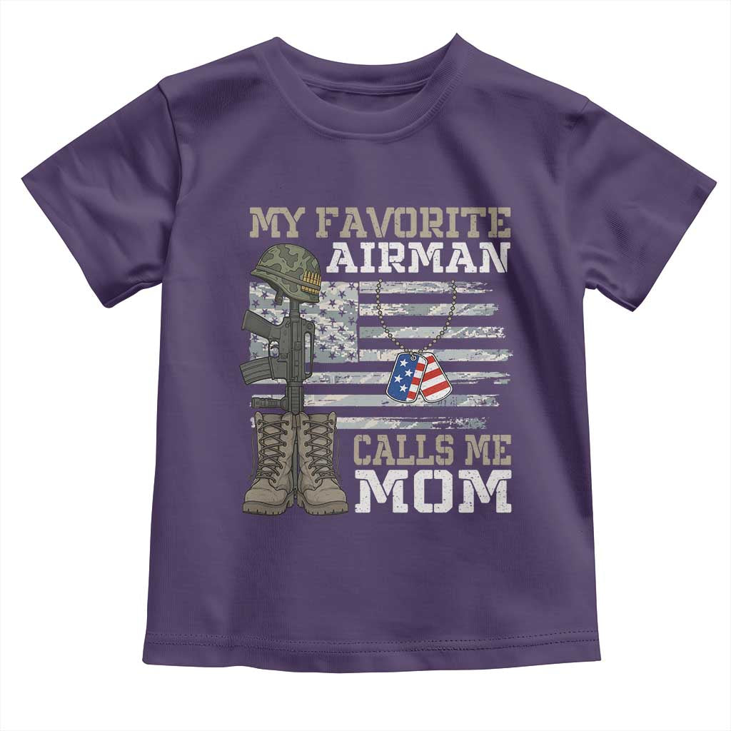 Proud Air Force Mom Toddler T Shirt My Favorite Airman Military Family Camo US Flag TS10 Purple Print Your Wear