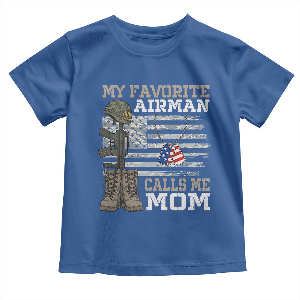 Proud Air Force Mom Toddler T Shirt My Favorite Airman Military Family Camo US Flag TS10 Royal Blue Print Your Wear
