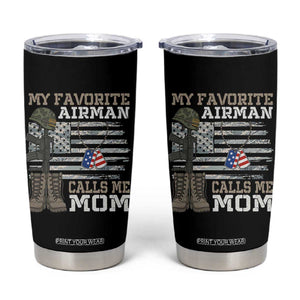 Proud Air Force Mom Tumbler Cup My Favorite Airman Military Family Camo US Flag TS10 Black Print Your Wear