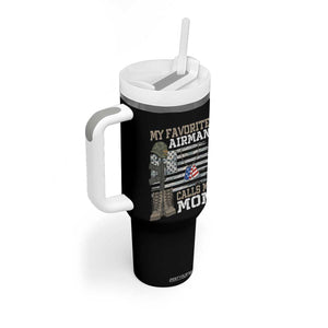 Proud Air Force Mom Tumbler With Handle My Favorite Airman Military Family Camo US Flag TS10 Print Your Wear