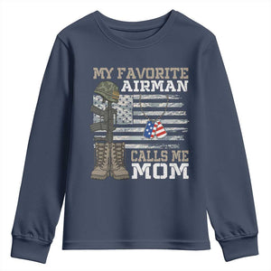 Proud Air Force Mom Youth Sweatshirt My Favorite Airman Military Family Camo US Flag TS10 Navy Print Your Wear