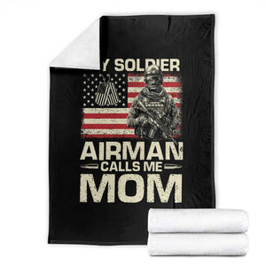 Proud Air Force Mom Throw Blanket My Soldier Airman Calls Me Mom US Flag TS10 Black Print Your Wear