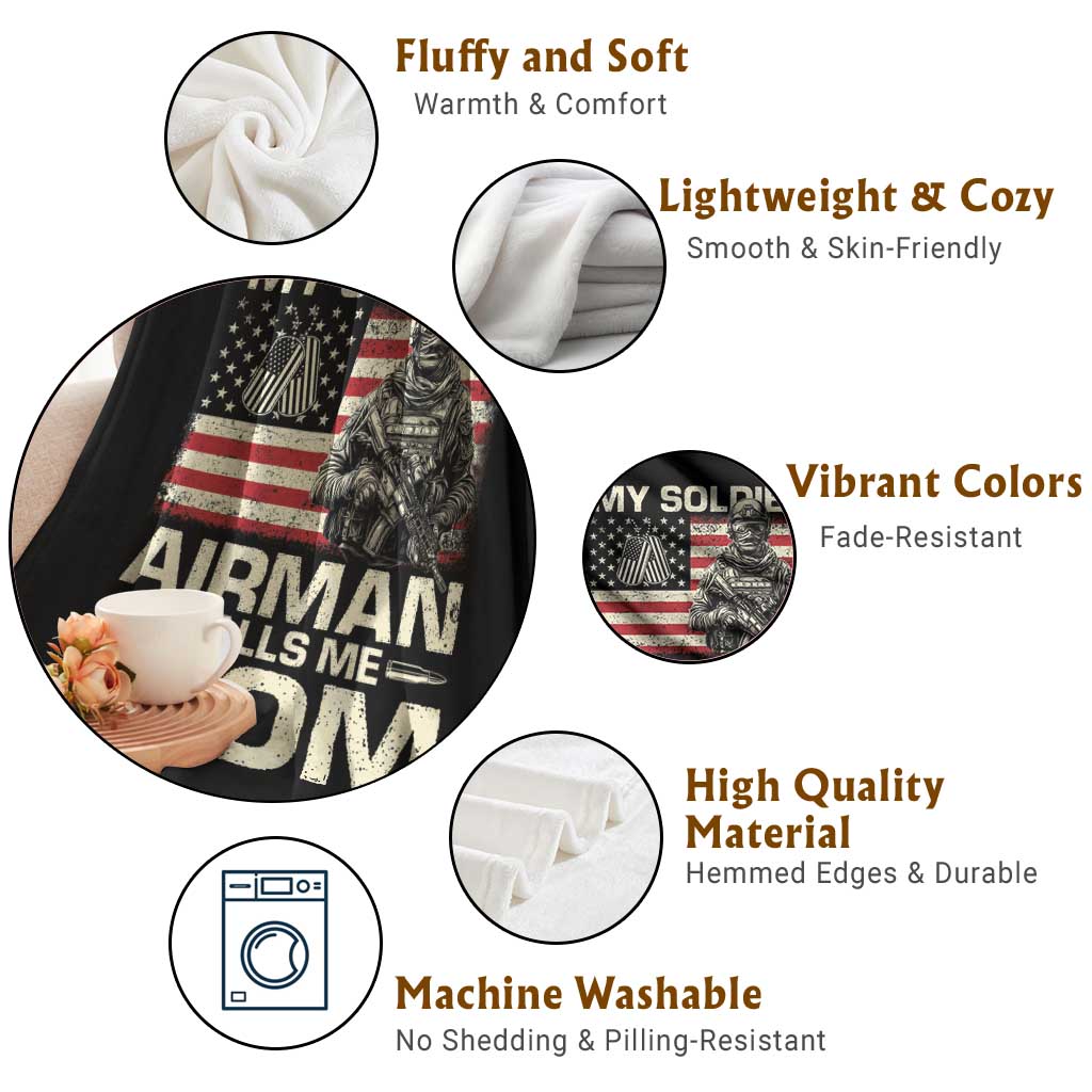 Proud Air Force Mom Throw Blanket My Soldier Airman Calls Me Mom US Flag TS10 Print Your Wear