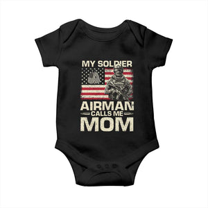 Proud Air Force Mom Baby Onesie My Soldier Airman Calls Me Mom US Flag TS10 Black Print Your Wear