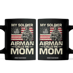 Proud Air Force Mom Coffee Mug My Soldier Airman Calls Me Mom US Flag TS10 Black Print Your Wear