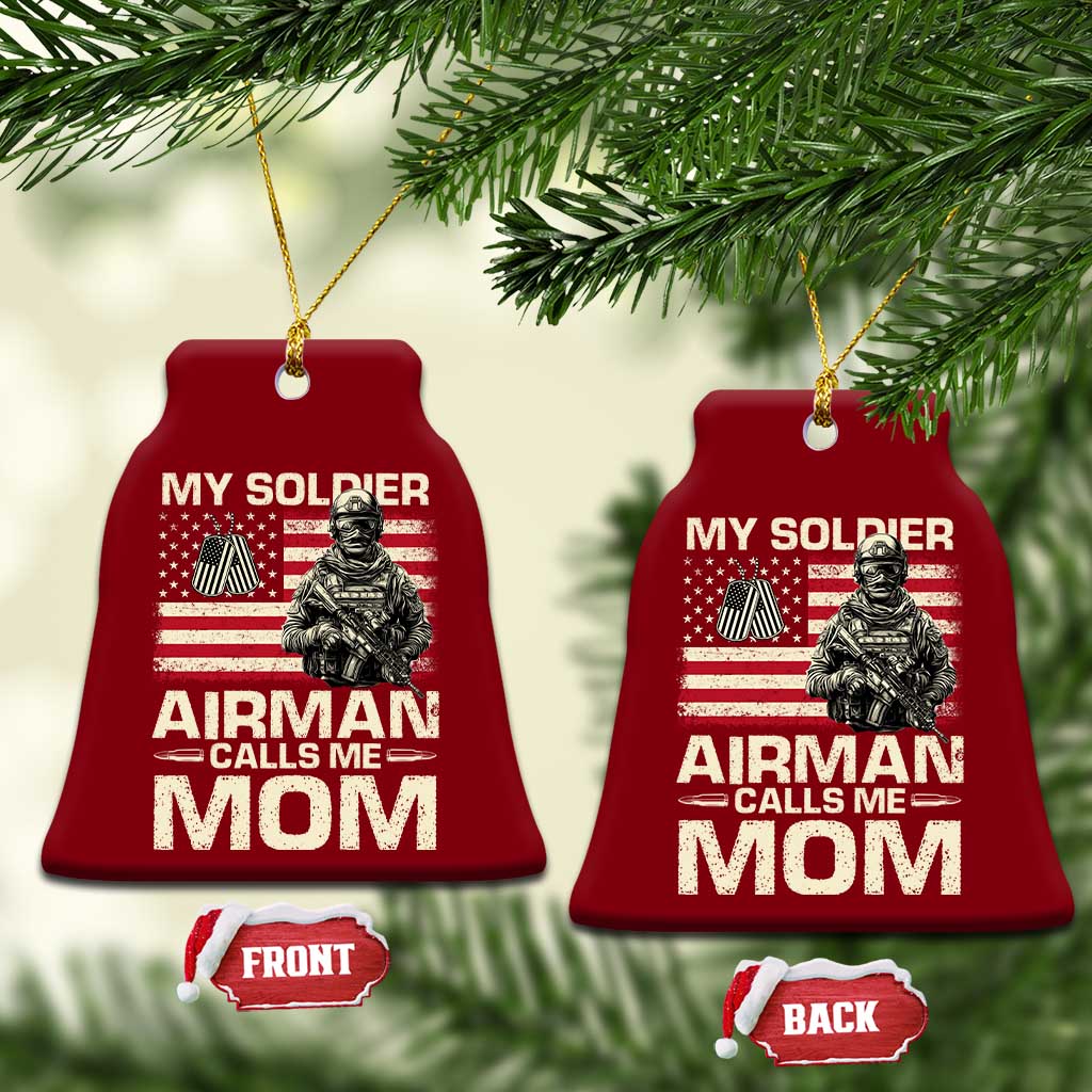 Proud Air Force Mom Ceramic Ornament My Soldier Airman Calls Me Mom US Flag TS10 Print Your Wear