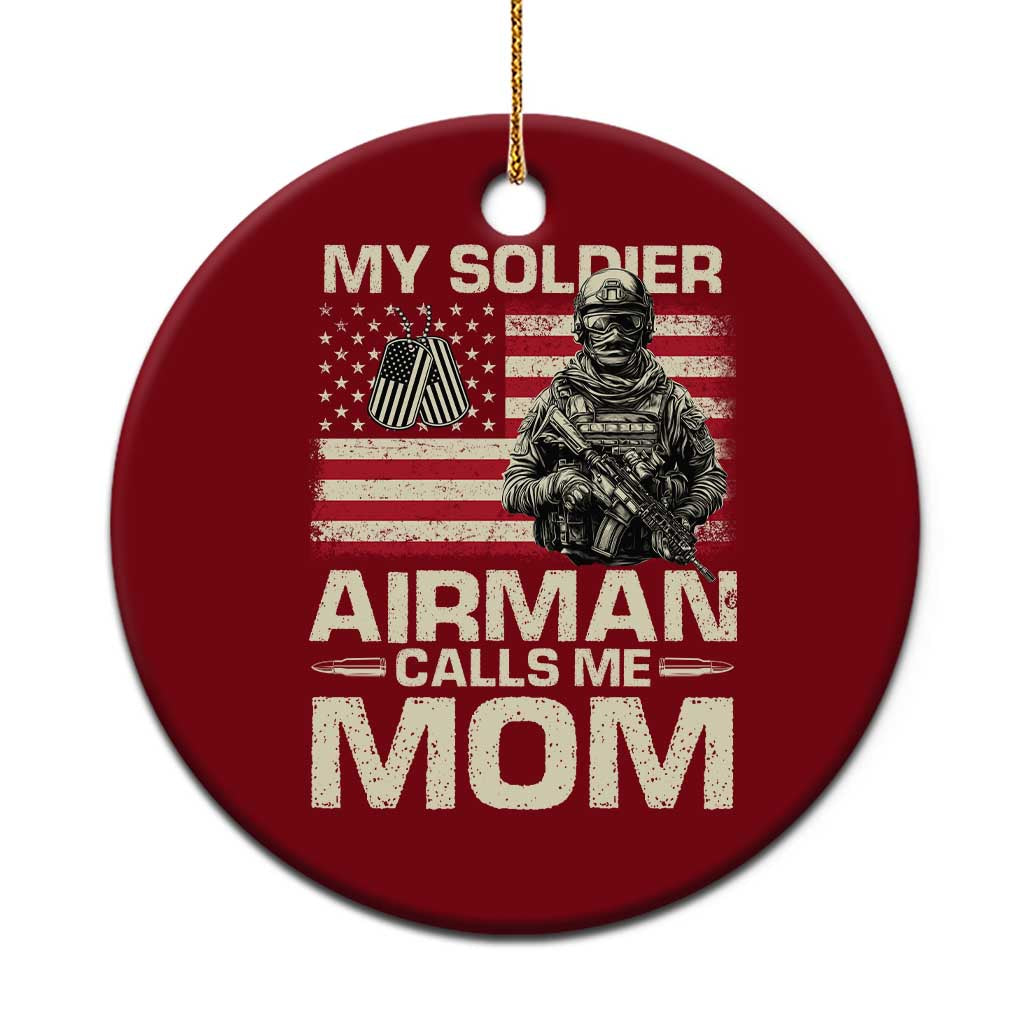 Proud Air Force Mom Ceramic Ornament My Soldier Airman Calls Me Mom US Flag TS10 1pc Red Print Your Wear