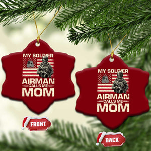 Proud Air Force Mom Ceramic Ornament My Soldier Airman Calls Me Mom US Flag TS10 Print Your Wear