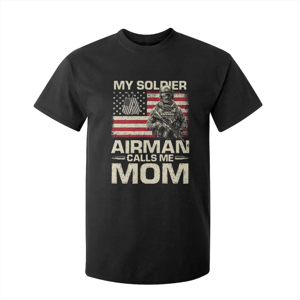 Proud Air Force Mom T Shirt For Kid My Soldier Airman Calls Me Mom US Flag TS10 Black Print Your Wear
