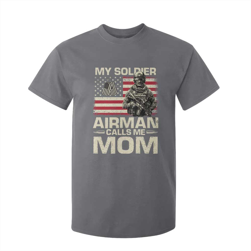 Proud Air Force Mom T Shirt For Kid My Soldier Airman Calls Me Mom US Flag TS10 Charcoal Print Your Wear